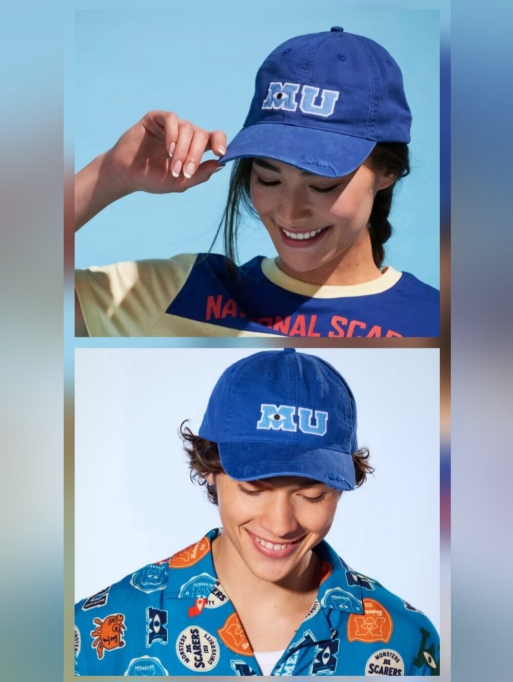 Disney Pixar Monsters University MU Blue Distressed Baseball Cap Hat 100% Cotton
